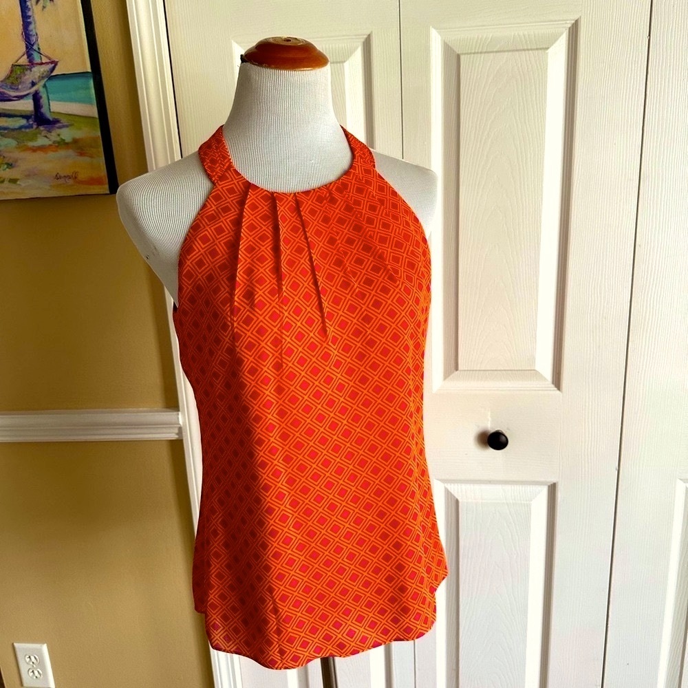 Banana Republic Orange Pleated halter blouse